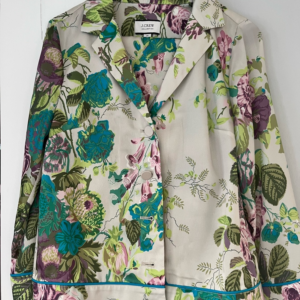 NWT JCrew Women's Floral Blouse - Cream, Green, Purple.  Super cute for Spring.